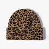 Winter outdoor knitted hat European and American fashion jacquard men's and women's brimless warm leopard print cold hat thickened ear protector wool