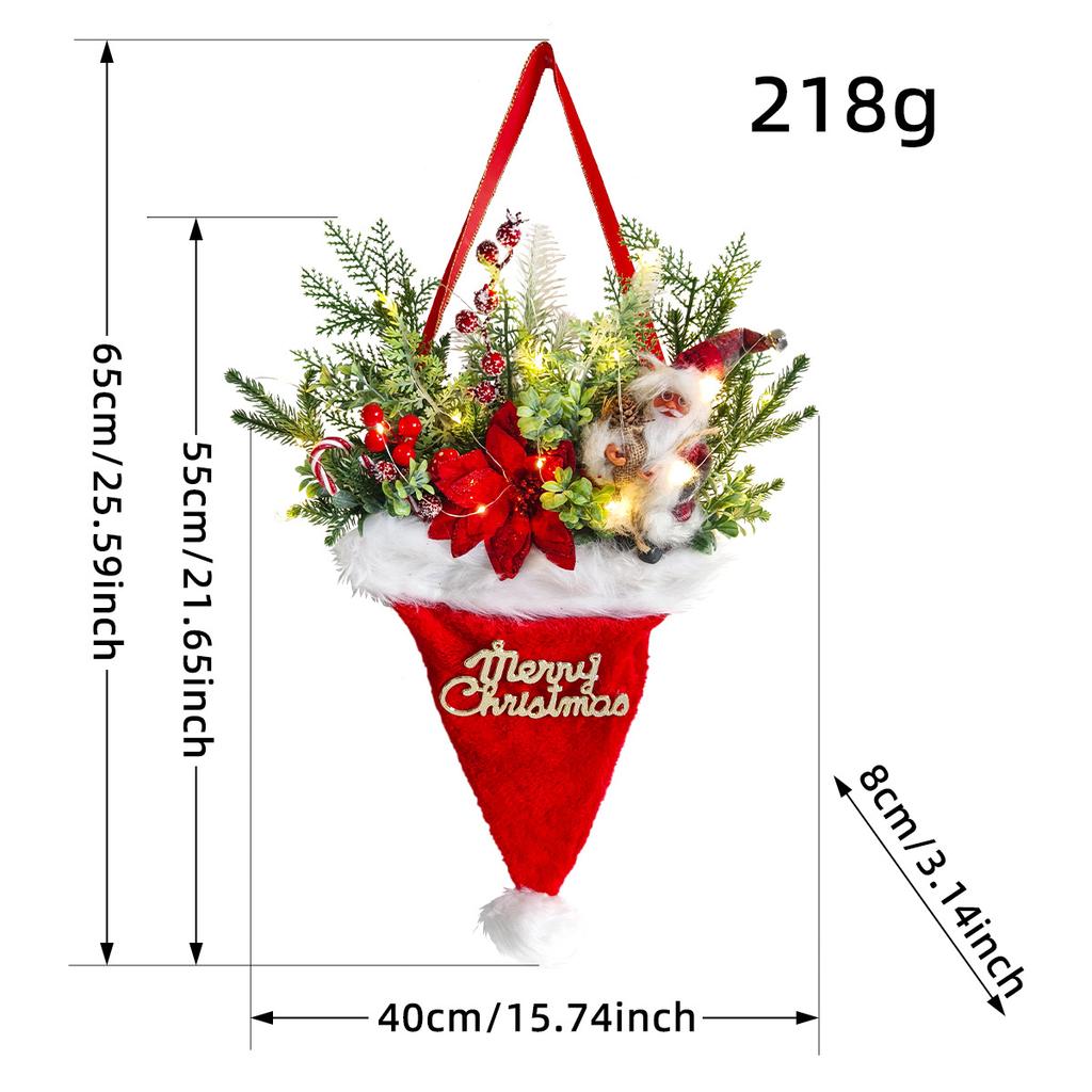 Christmas Artificial Pine Needles For Front Door Hat Pendant Santa Door Hanging Wreath Christmas Tree Decoration Xmas Ornaments