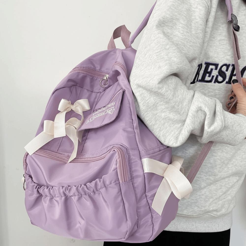 Zaino in Tela con Fiocco Grande Capacità Harajuku Studenti Borsa da Scuola Stile College Borsa portaoggetti Borsa con Spallacci in Tela