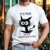 C'est Bien Chat Noir T-Shirt Stress Humour Chat Gribouillage Anxiété Cadeau Drôle Haut