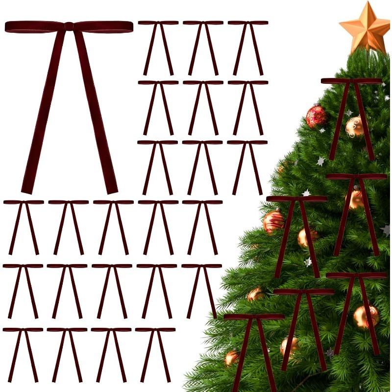

5/10Pcs Bow Christmas Decoration Vintage Velvet Ribbon Bow for Xmas Tree Ornament Home Room Party New Year Gift DIY Craft Wreath 5Pcs