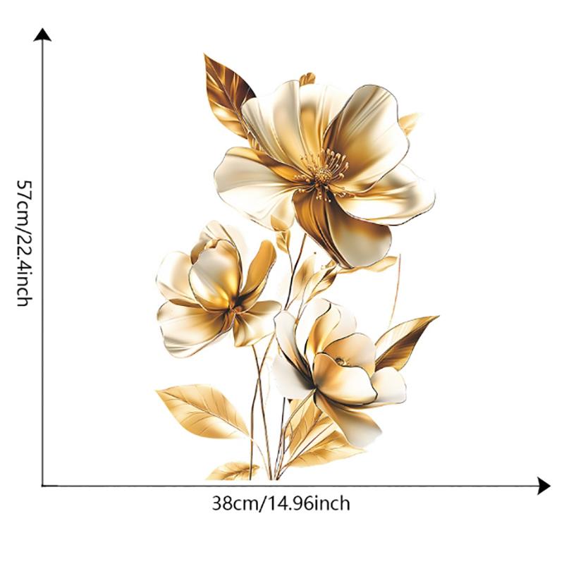 Sticker de Perete cu Decorațiune Florală în Relief Auriu, pentru Pridvor, Dormitor, Living, Birou, Fundal, Amenajare Peisagistică