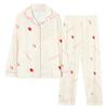 Fresh and sweet wind imitation cotton pajamas women's spring and autumn cute strawberry cardigan long-sleeved women's loungewear set autumn