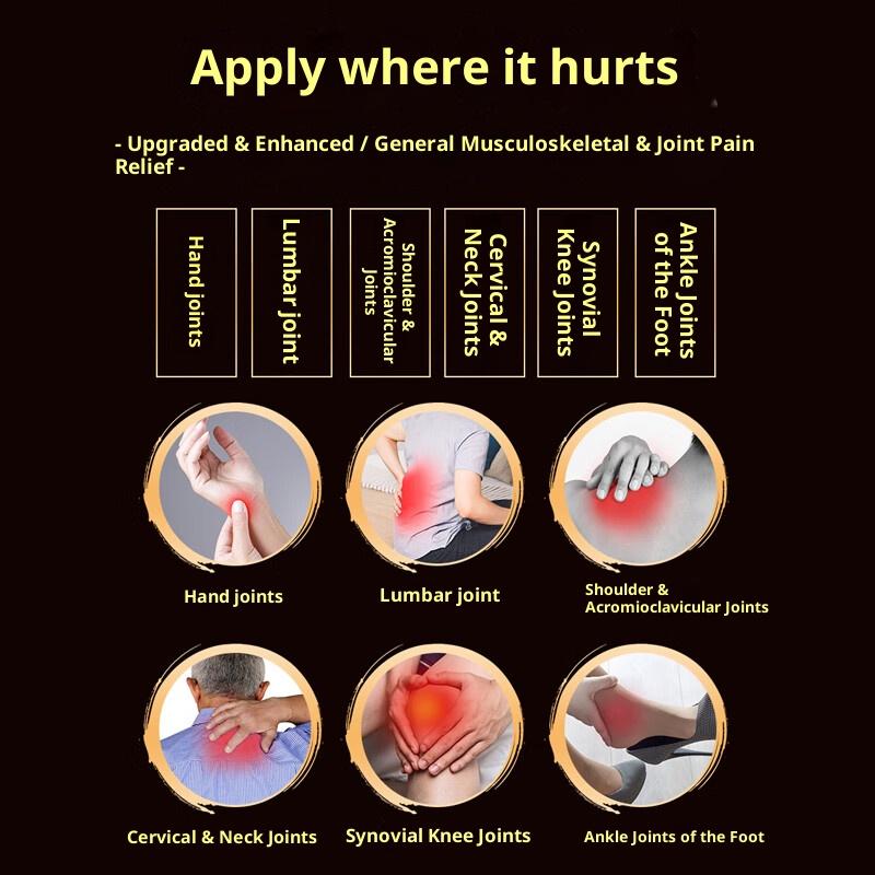 Poskytuje cílenou úlevu od bolesti kloubů a svalů, zánětu a otoku, včetně stavů jako artritida, ischias a problémy s páteří.