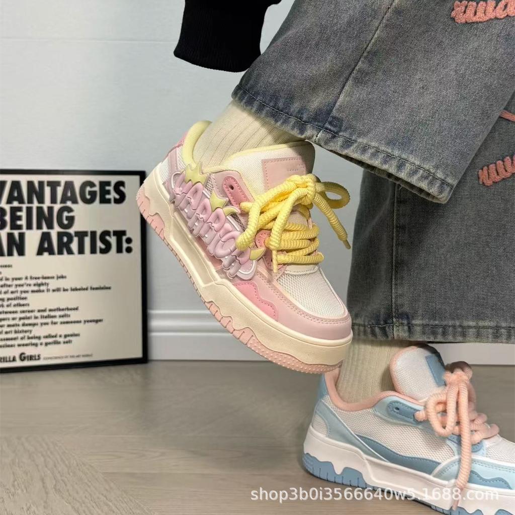 Dopamine-increased Mandarin Duck Women's Shoes 2025 Summer New Thick-soled Original Niche Versatile Student Casual Board Shoes