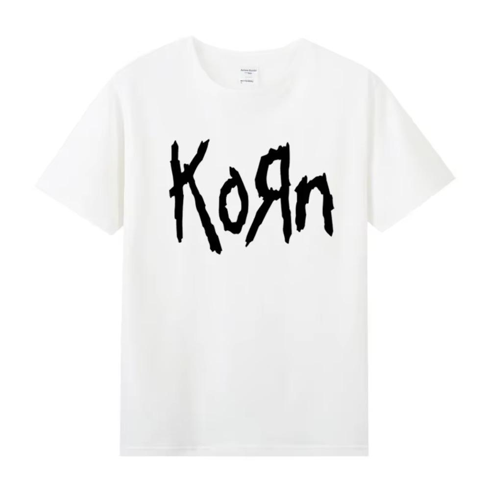 Summer Popular Man Clothes Cotton Round Neck Short Sleeve Men's T-shirt Band Rock Youth KORN Fans Clothes Loose Oversized Tops