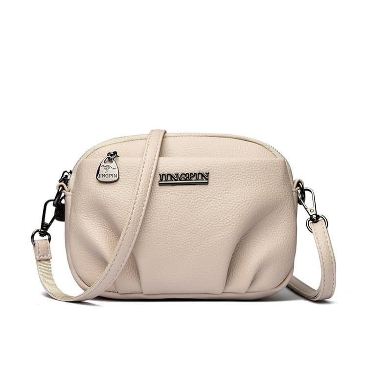 Lychee Pattern Soft Leather Messenger Bag Female