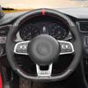 Black Carbon Fiber Suede No-slip Car Steering Wheel Cover for Volkswagen VW Golf 7 GTI T-Roc Passat Variant (R-Line) Up! GTI
