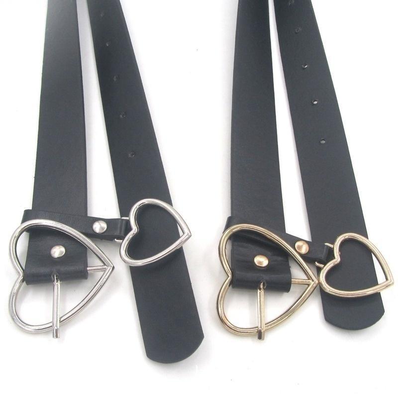 New Heart Buckle Leather Belt Adjustable Punk Fashion Waist Belts