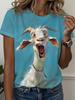 New Funny T-Shirt for Women 3D Print Cute Animals Graphic T-Shirts Summer Short Sleeves Round Neck Tops Casual Women's Clothing