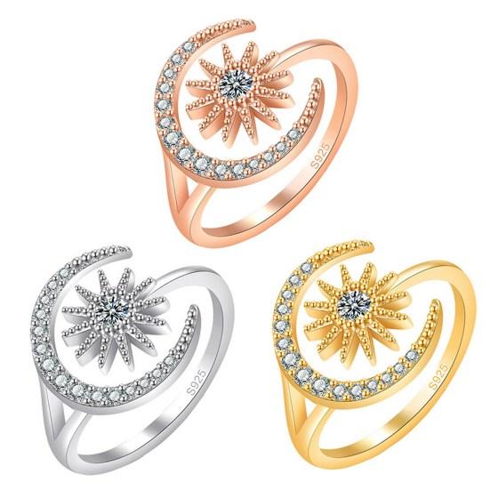 Kvinner Ring Åpning Geometrisk Delikat Elegant Temperament Gave Rhinstein Innlagt Stjerne Måne Fingerring