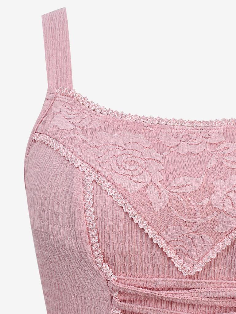 Asymetrické tílko Rosegal Plus Size s krajkovým panelem a šněrovacími volánky