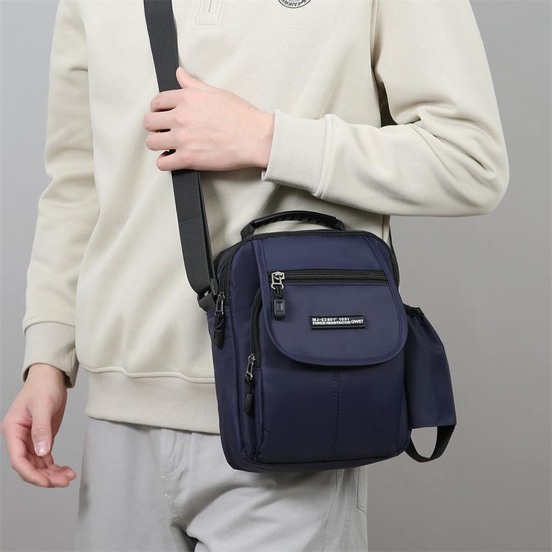 Men's Shoulder Bag Multi-Compartment Wear-Resistant Lightweight Handbag Business Travel Crossbody Bag