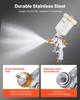 HVLP Air Spray Gun, Gravity Feed Paint Sprayer Gun with 3 Nozzles (1.3/1.4/1.7mm), 600ml Capacity Auto Paint Sprayer with Air Regulator for Automotive