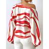 New Fashion Long Sleeve Sexy Off Shoulder Shirts Women Slash Neck Printed Loose Casual Blouses for Women Elegant Simple Office Ladies Shirt Tops 26271