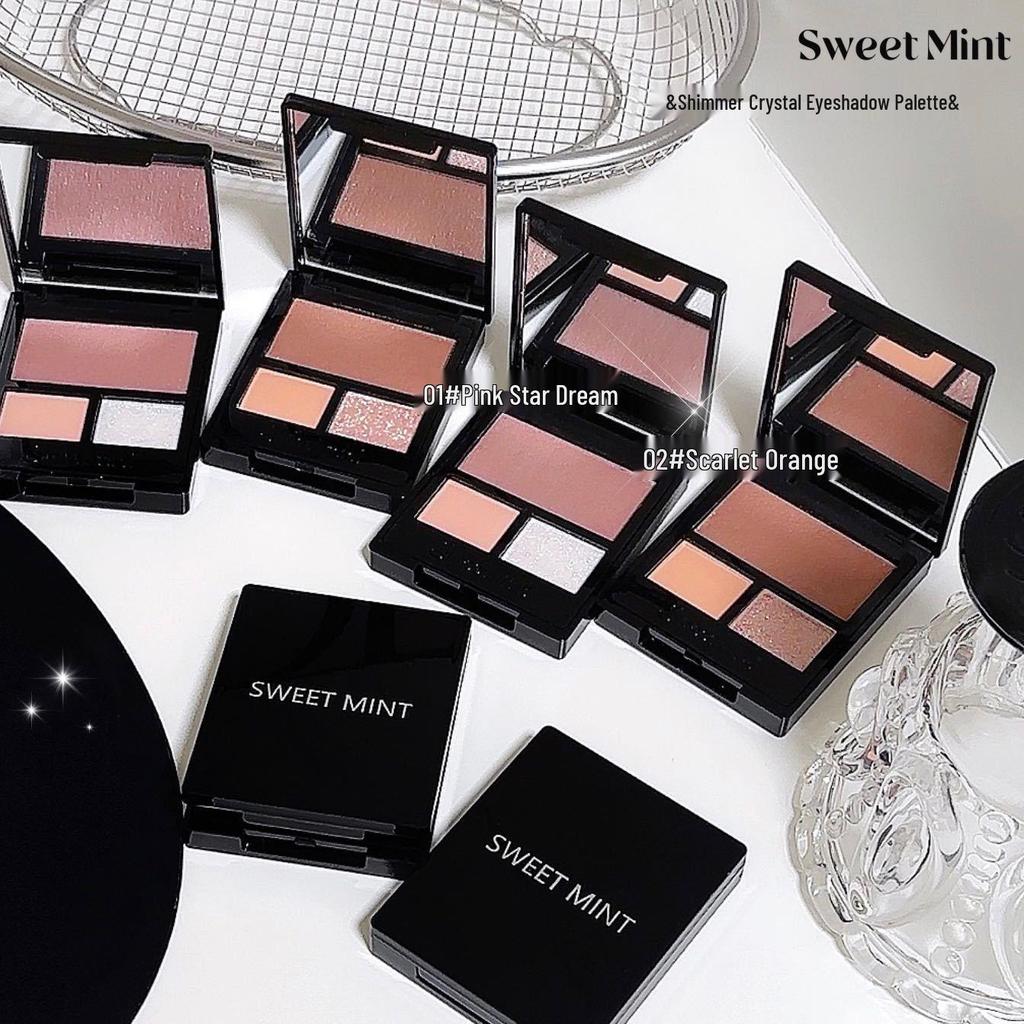 Sweet Mint Shimmer Eyeshadow Palette - Sparkling Pearl Earth Tones for Students' Daily Light Makeup