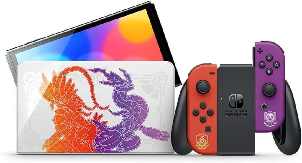 Refurbished Nintendo Switch Scarlet Violet Edition OLED Display with 64GB Internal Memory and Pokémon Game Console (HEG-S-KEAAA)