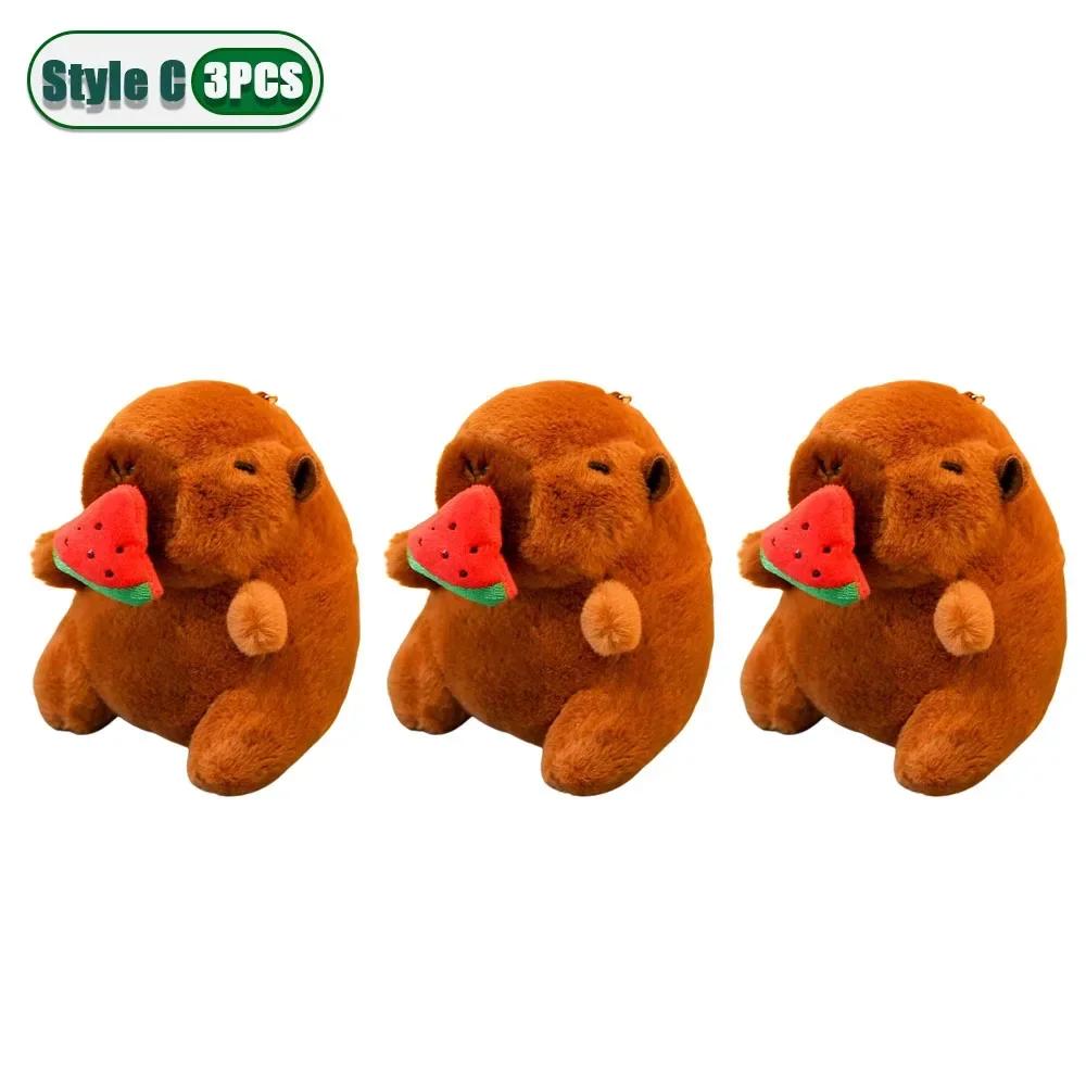 1-20PCS Cute Cartoon Capybara Pendant  Pull-out Fruit Kapybara Plush Keychain Cute Plush Doll Bag Hanging Ornament  Gift Pendant