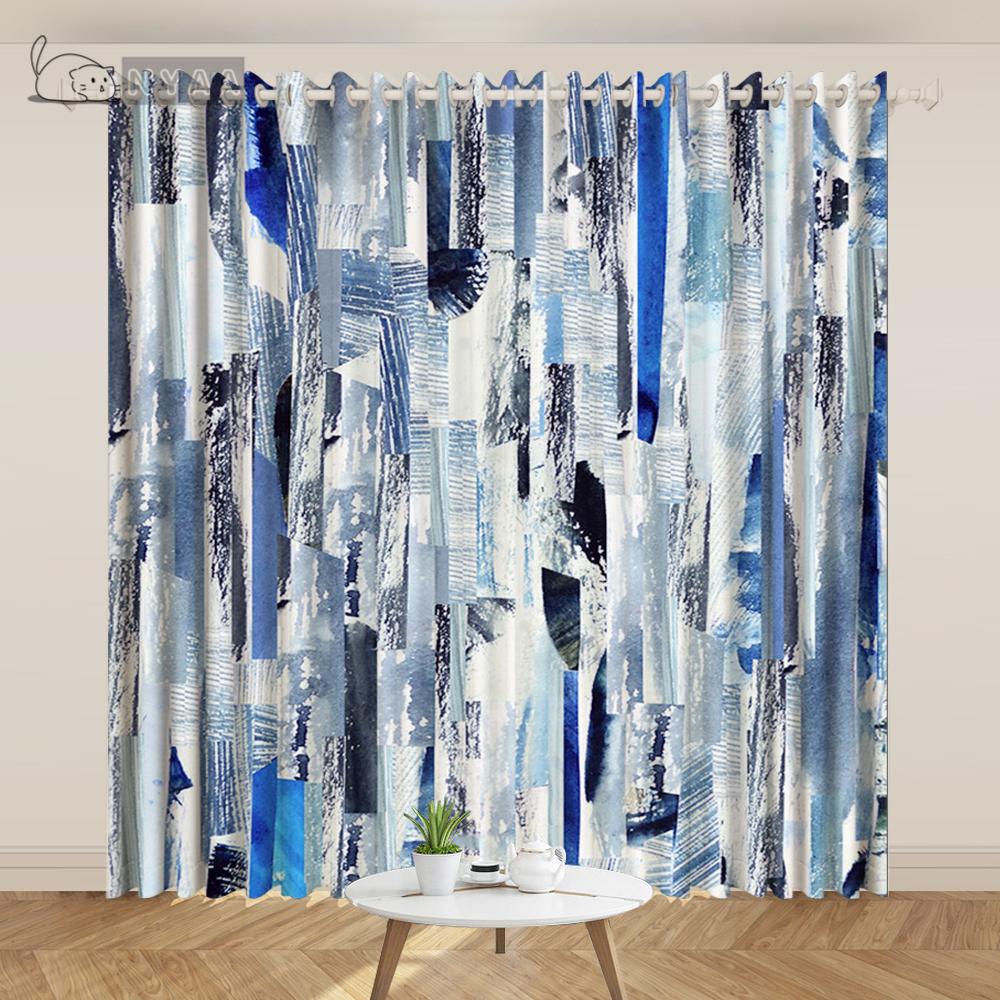 Postmodern Curtain Paint Watercolor Ink Lines Geometric Abstract Curtain Decoration Studio Minimalist Art Living Room Curtain
