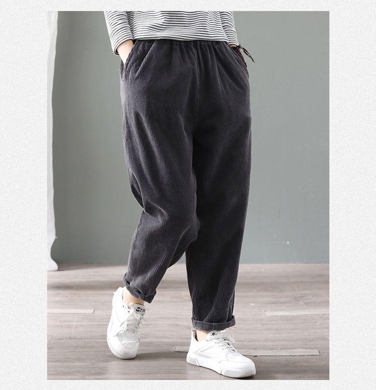 Women's Plus Size Corduroy Fleece-Lined Warm Harem Pants