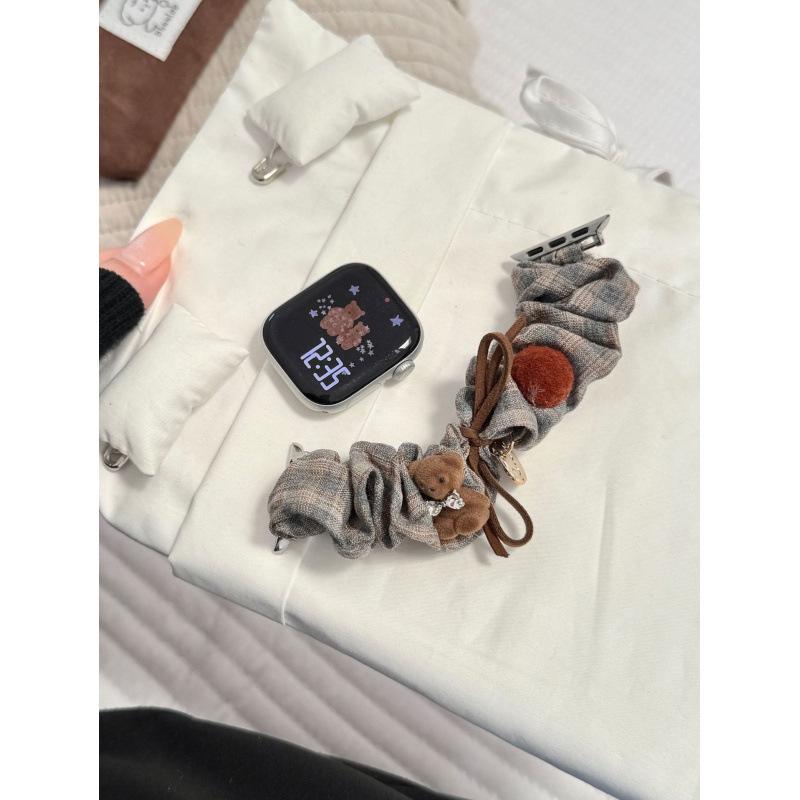 

Compatible Strap for Apple Watch 11, iWatch 7/8/9/10E, Plaid Bear Hair Tie, Huawei Fit4, Xiaomi 9Pro. Apple 38/40/41mm