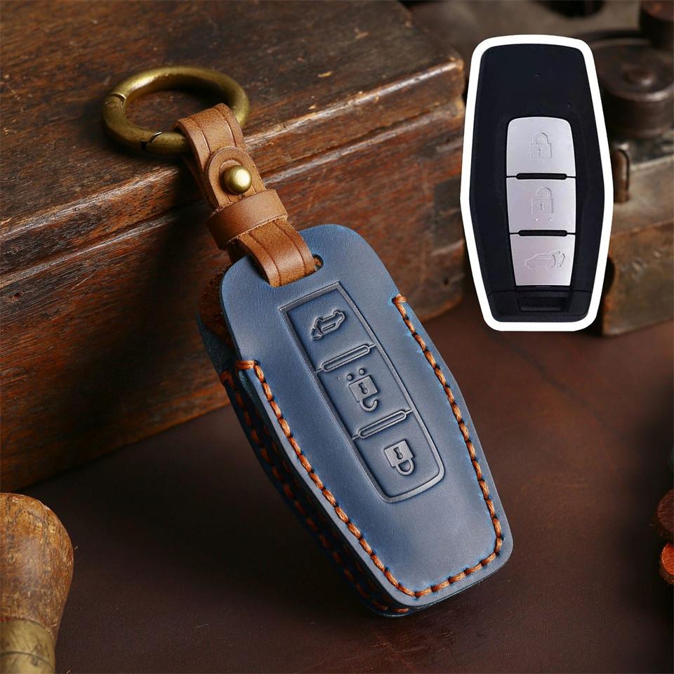 2/3/4 Bottons Leather Car Smart Key Remote Case Fob Shell Keychian For Mitsubishi Outlander Car Key Cover Accessories