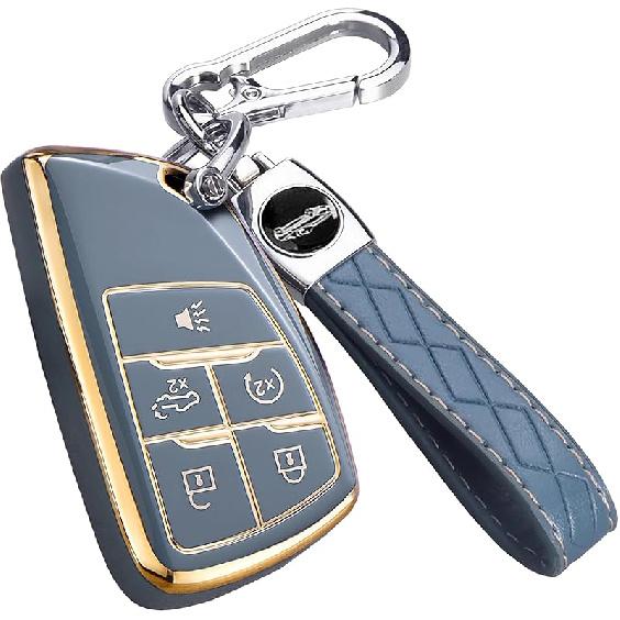 for Chevy GMC Key Fob Cover with Keychain, for Silverado 1500 GMC Sierra 1500 2500HD 3500HD Buick Envision, Soft TPU Key Shell Case Remote Smart Key