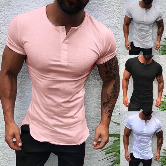 Men T-shirt O Neck Slim Fit Simple Soft Summer Top for Daily Wear