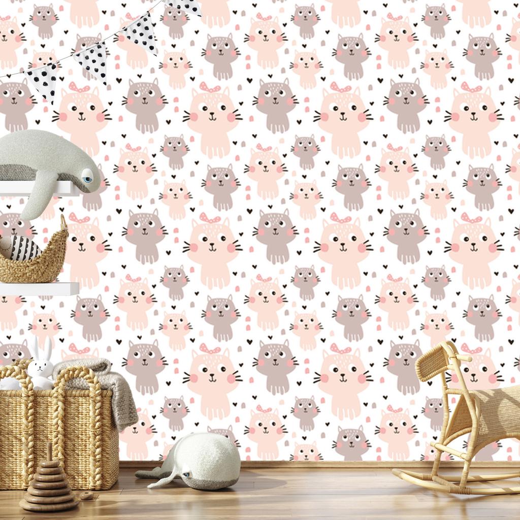 Wallpaper Pretty Pastel Kittens for Living Room and Bedroom 50x1000