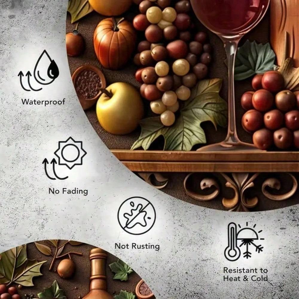 Metal Round Wall Art Grape Wine Decor 88 Inch Carved Plaque For Home Cafe
