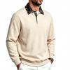 Men Patchwork Collar Sweatshirt Long Sleeve Button Pullover Tops Autumn Winter Casual Loose Fit Men's Sweatshirts Daily Male Clothing