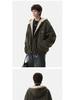 Zuoshan Diao Men's Hooded Cotton Jacket: Winter Velvet, Thick, Loose Fit, Youthful Trendy American Workwear Style.