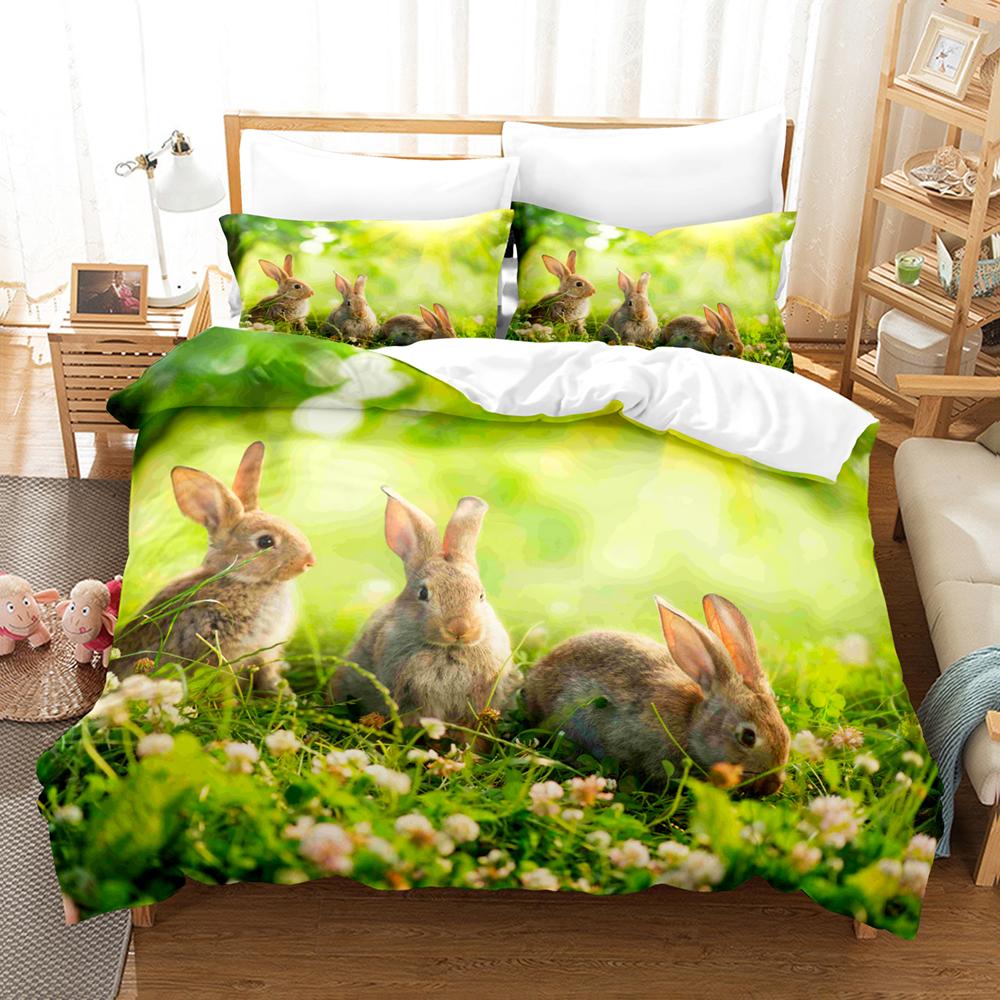 3D Print Little Rabbit Bedding Duvet Cover Set For Kid North America Home Textile Chinese Bed Cover Sets Pillowcases Cartoon New