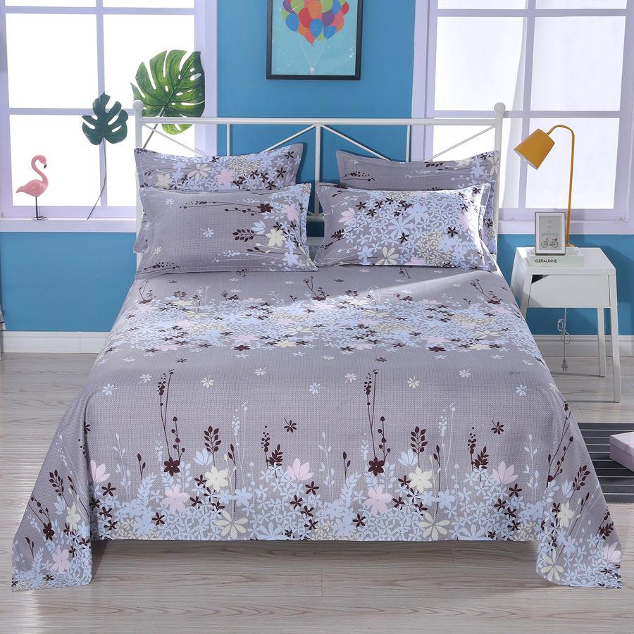 Floral Printed Bed Sheet Washed Bedding for Single and Double Beds