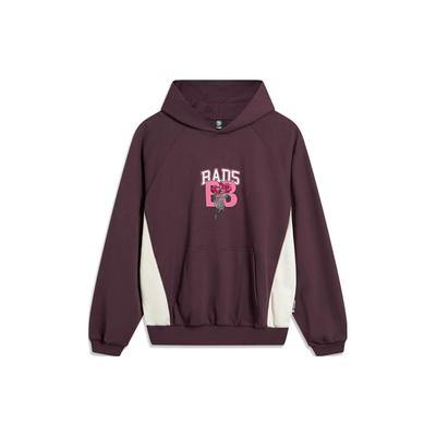 Li Ning Basketball Series Floral Letter Print Sweatshirt Unisex Sweatshirt Deep-Red AWDTC89-2