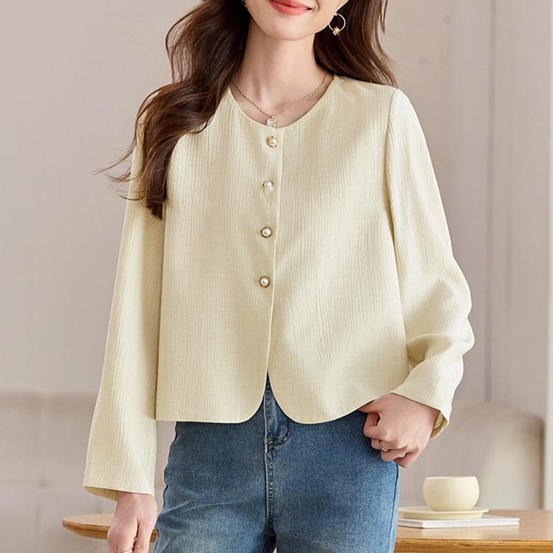 ZANZEA Damen Lässig Rundhals Einfarbig Locker Langarm Bluse