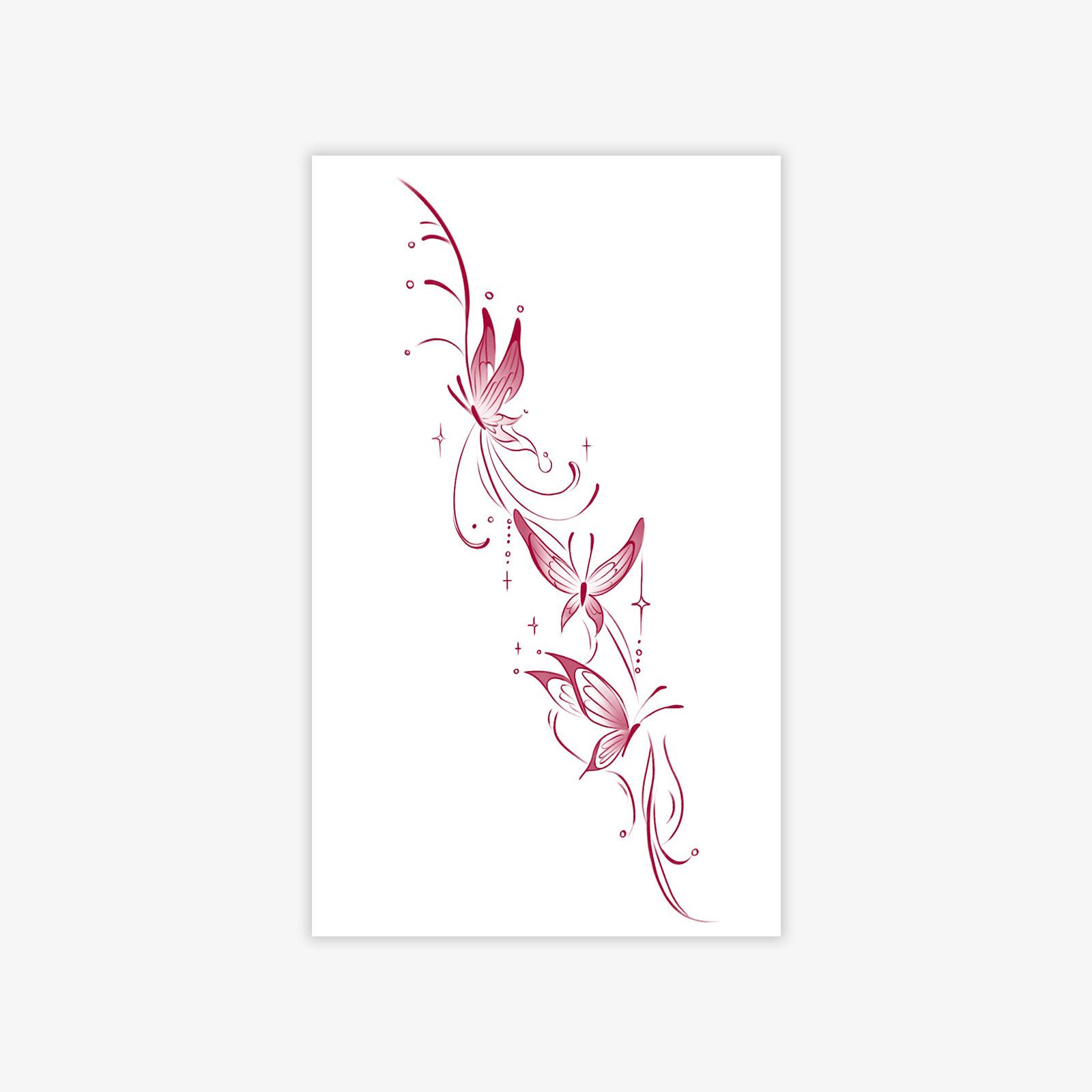 

Burgundy Gradual Change Butterfly Tattoo Sticker, Waterproof And Long-Lasting, Gentle Arm Model, Simulated Tattoo Sticker 9*15