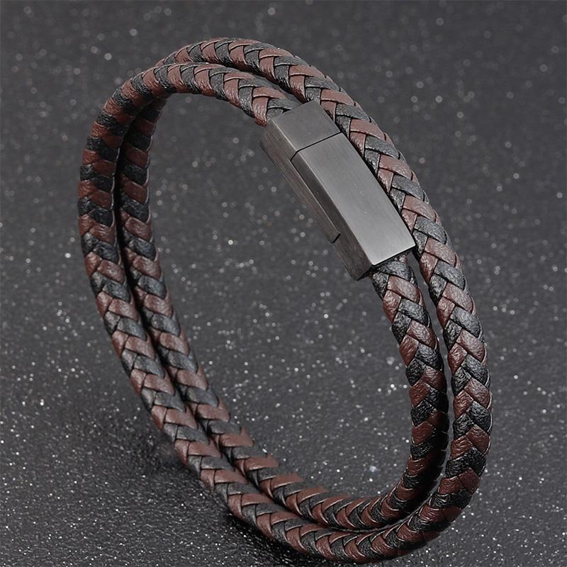 Special Luxury Style Leather Combination Splicing Men's Leather Bracelet Three Colors DIY Size New Year's Surprise Gift