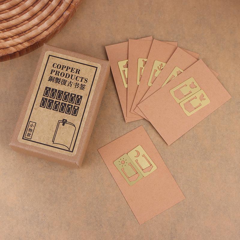 12Pcs Copper Bookmark Retro Brass Metal Bookmarks For Traveler'S Notebook Monthly Planner Accessories Vintage Stationery