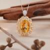 Natural Citrine Pendant Necklace Women'S S925 Sterling Silver Color Treasure Jewelry Xiaohongshu