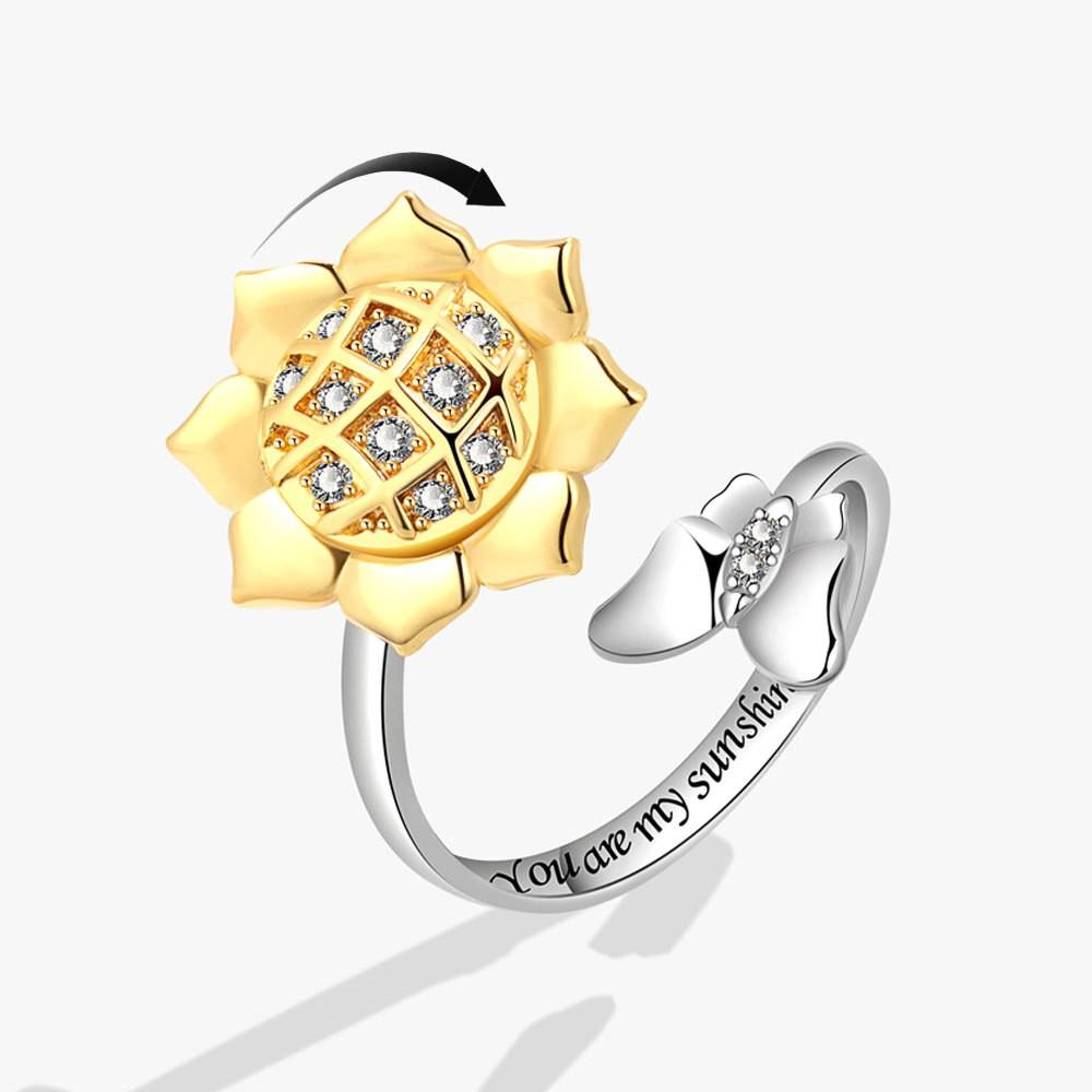 Cute Rabbit Animal Adjustable Open Rings For Women Crystal Anxiety Relief Spinning Rotate Freely Ring Jewelry Accessories