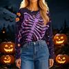 Women's Fashion Casual Long Sleeve Halloween Print Crewneck Top