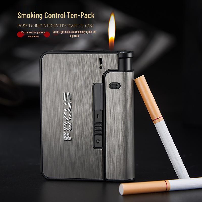 Creative Detachable JD001 Cigarette Case with Refillable Lighter, Holds 10 Cigarettes