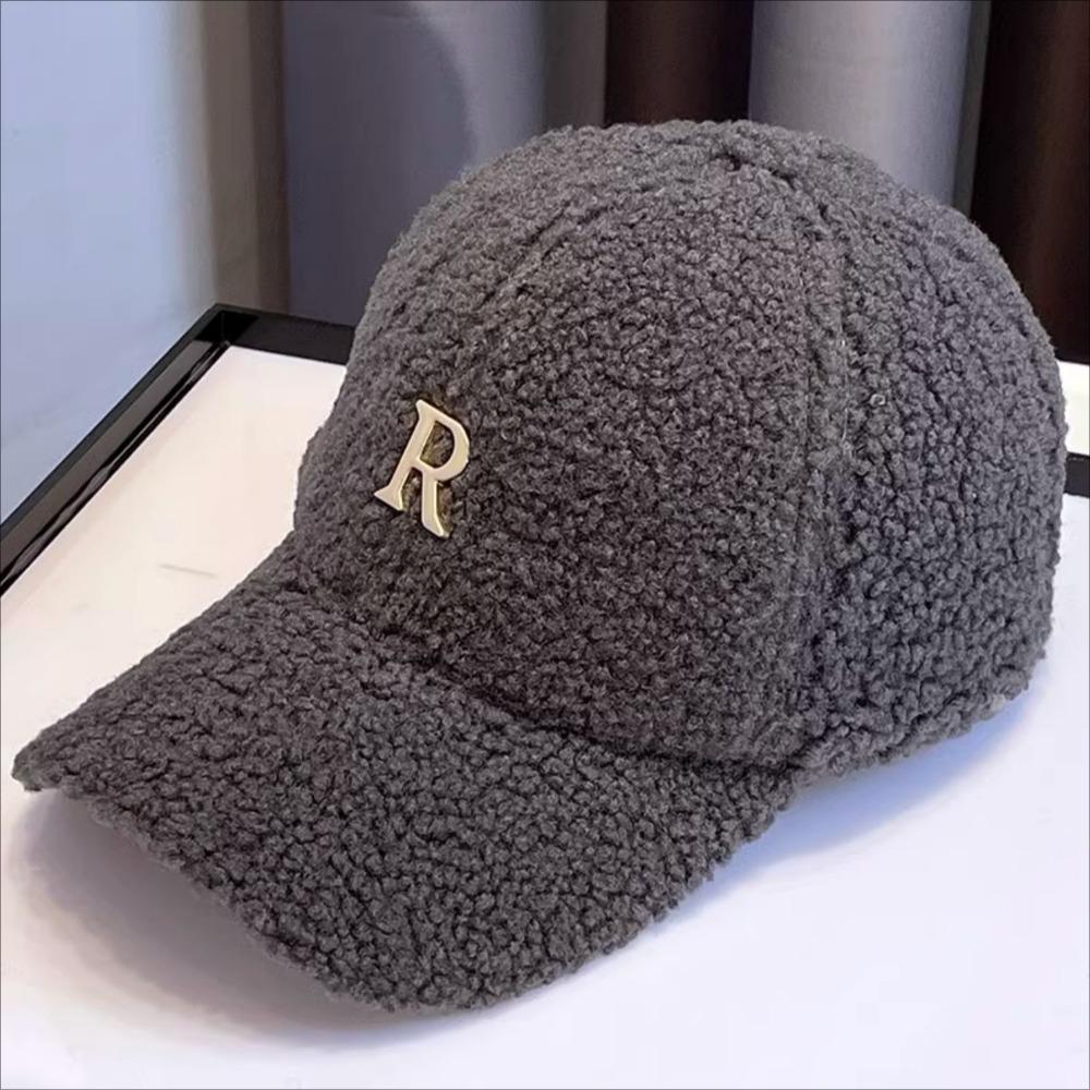 Baseball Cap Winter Hat For Women Men Unisex Letter Metal Logo Imitation Cashmere Keep Warm Simple Casual Winter Caps New Velvet