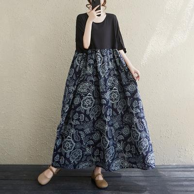 The Real Shot of The New 125kg Fat MM In Summer Covers The Meat and Looks Thin, and The Color Matching Cotton and Linen Dress Women's Clothing