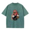 Fashion Russian Style Babushka Doll Print T-shirt Vintage Washed Casual Loose Short Sleeve Streetwear Tops