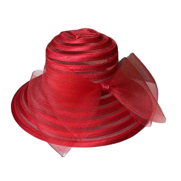 Fashion crystal cloth mesh top hat elegant bow sun hat women's summer beach sun hat