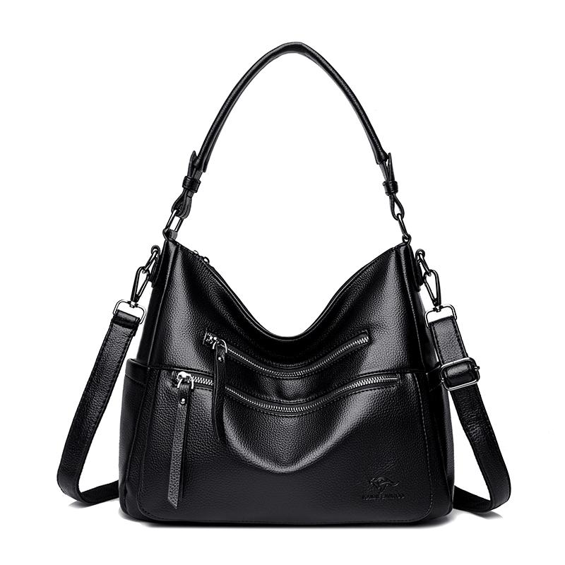 Women Bags Quality Soft Leather Totes Multiple Pockets Casual Shoulder Shopping Bags Fashion Ladies Handbags