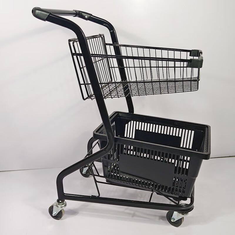 

Double-Layer Metal Shopping Cart with Basket