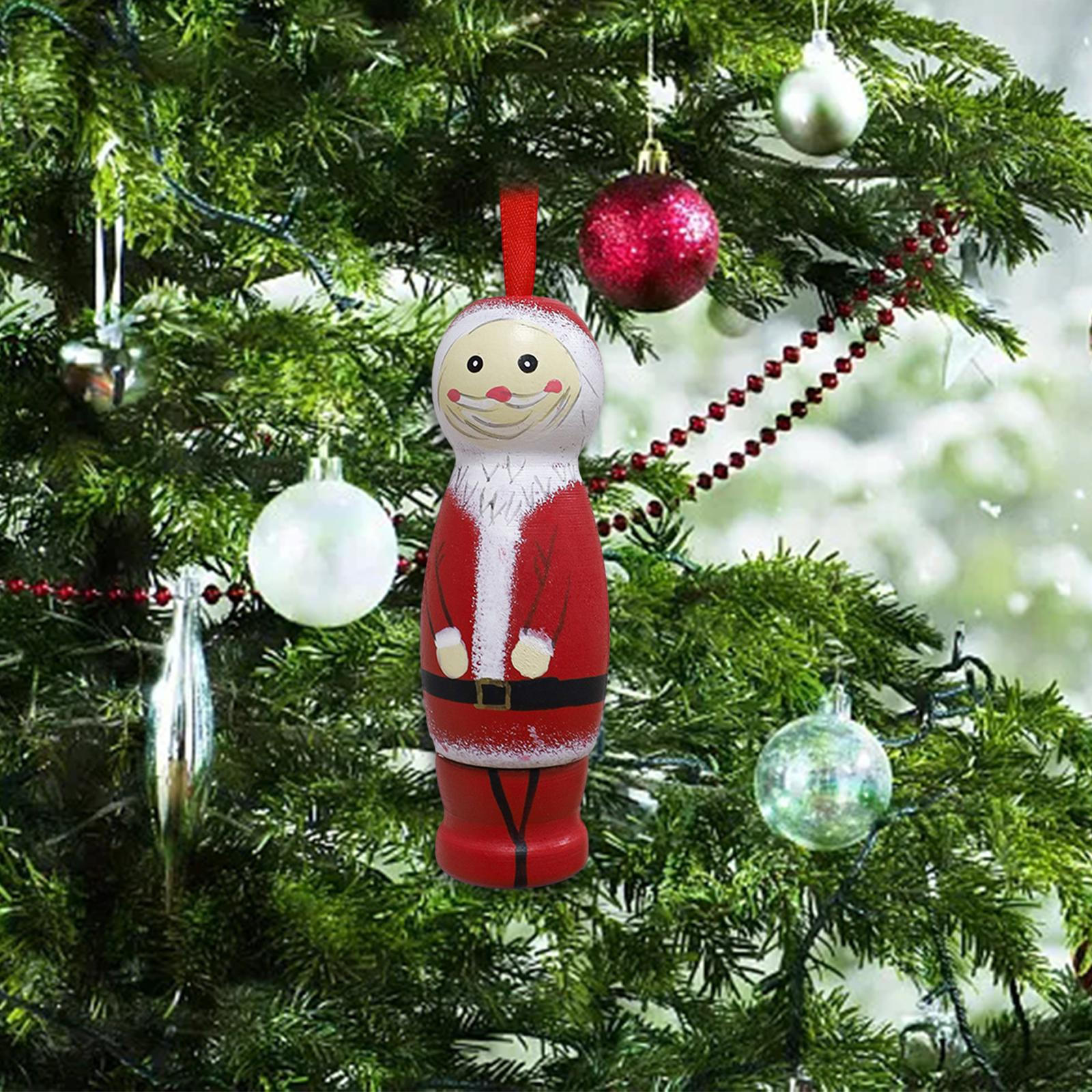 

Christmas Santa Pendant Tree Decoration Craft, Handmade Wood Hanging Decor for